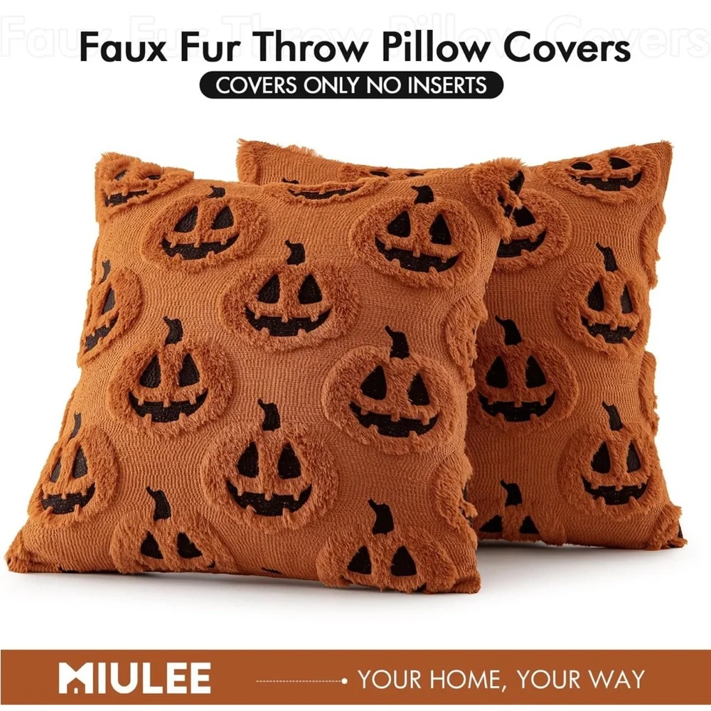 Amazon Halloween Pumpkin Accent Pillows - Orange and Black